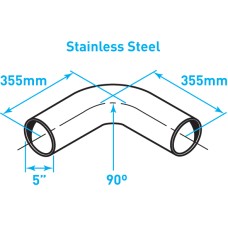 Exhaust Elbow 90º Bend, Stainless Steel - 5"